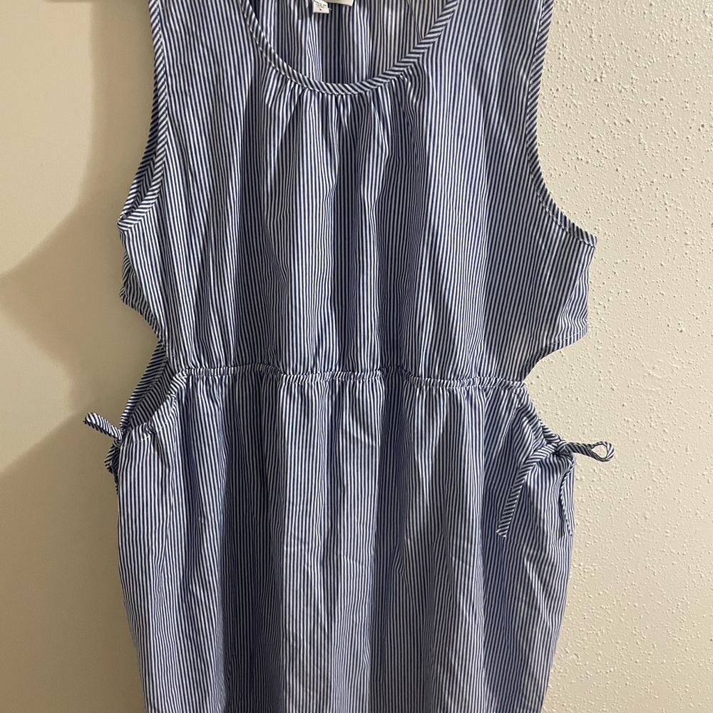 Go Coco Blue and White Striped Sun dress Dress